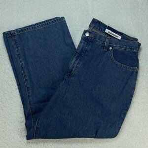 Lands' End Jeans Womens Sz 14 Blue Capri Wide Leg High Rise Waist 34x24 NWT